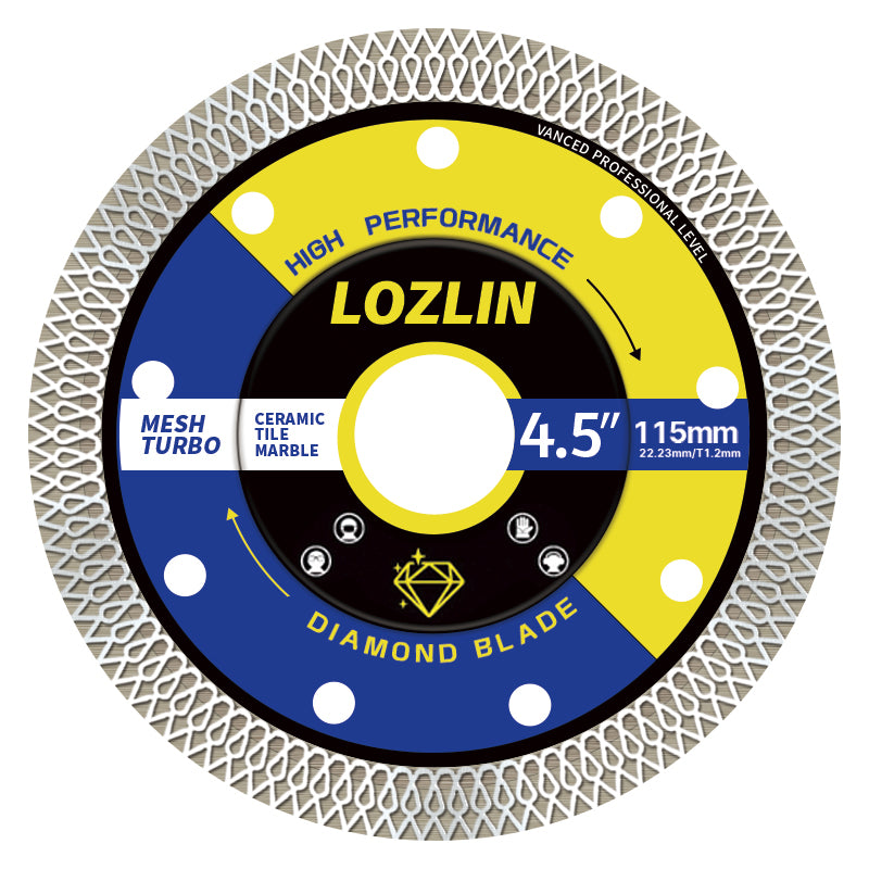 LOZLIN 3Pcs 115mm Mesh Turbo Diamond Disc, Wet Dry Cutting for Tile Ceramic Marble, Angle Grinder Rotary Tool for Masonry DIY