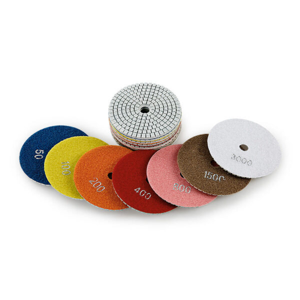 8PCS 4" 100mm Wet Diamond Polishing Pads, 5/8-11 M14 M10 Thread, Angle Grinder Kit for Granite Marble Concrete Stone Polishing