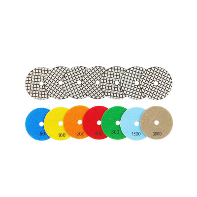 8PCS 4" Dry Diamond Polishing Pads Kit - 50#-3000# Grit for Granite/Marble Stone,  Grinder Polishi Discs
