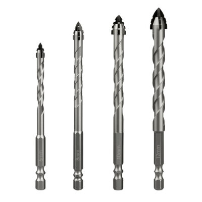 Masonry Drill Bit Set,4 Count SawtoothEccentric Drill Bit Set,Industrial Strength Carbide DrillBit Tip,Suitable for allTiles,Ceramics,Glass,Marble,Concrete,Stainless Steel.