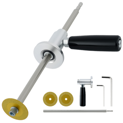 LOZLIN PVC Pipe Inside Cutter with Diamond Grit Wheel, 7in Adjustable Depth for 1-1/2 to 8in Pipes, 1/4in Hex Shank Fits Impact Drivers