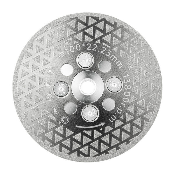 4/4.5" Double-Sided Electroplated Diamond Cutting Disc, 5/8-11 M14 M10 Thread, Angle Grinder Disc for Tile Marble Granite Cutting & Grinding