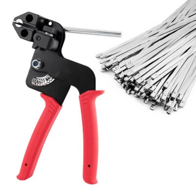 Stainless Steel Cable Tie Pliers, Self-Locking Cable Bundling Gun, Metal Shears for Packaging & Cable Bundling