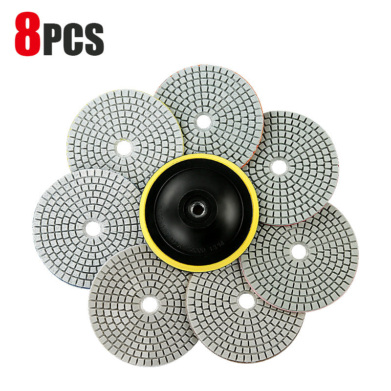 8PCS 4" 100mm Wet Diamond Polishing Pads, 5/8-11 M14 M10 Thread, Angle Grinder Kit for Granite Marble Concrete Stone Polishing