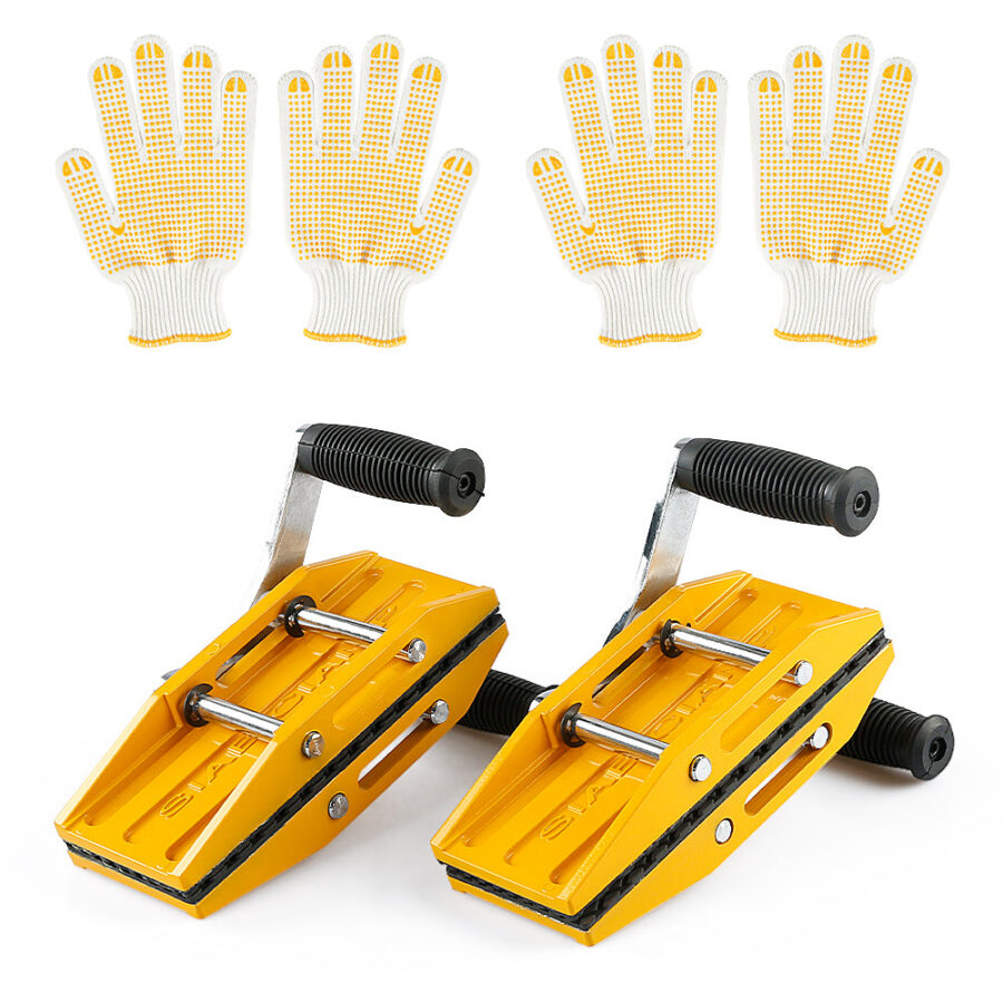 Yellow Dual Handle Heavy Duty Slab Clamps, 771lbs/350kg Load Capacity for 0-2.36"(0-6cm) Granite Quartz Marble Glass, Rubber Cushioned Anti-Slip Lifting Tool
