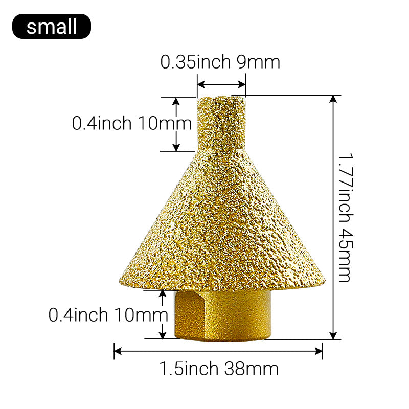 Diamond Tapered Chamfer Bit, Umbrella Grinding Hole Opener with 5/8-11 M14 M10 Thread for Tile Marble Quartz, Drilling & Edge Beveling