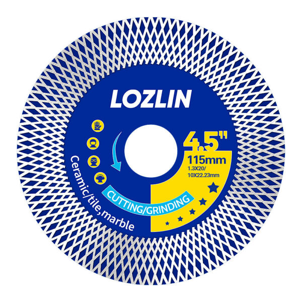 LOZLIN 1/3Pcs 4.5" Mesh Turbo Diamond Blades, Ultra Thin Dry Cutting Discs for Rock Slabs Ceramic Marble, Angle Grinder Tools