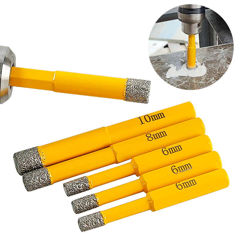 LOZLIN 5PCS 6-8-10mm Hexagonal Shank Brazed Dry Ceramic Tile Drill Bit Marble Granite Vitrified Tile Hole Opener Diamond Drill Bit