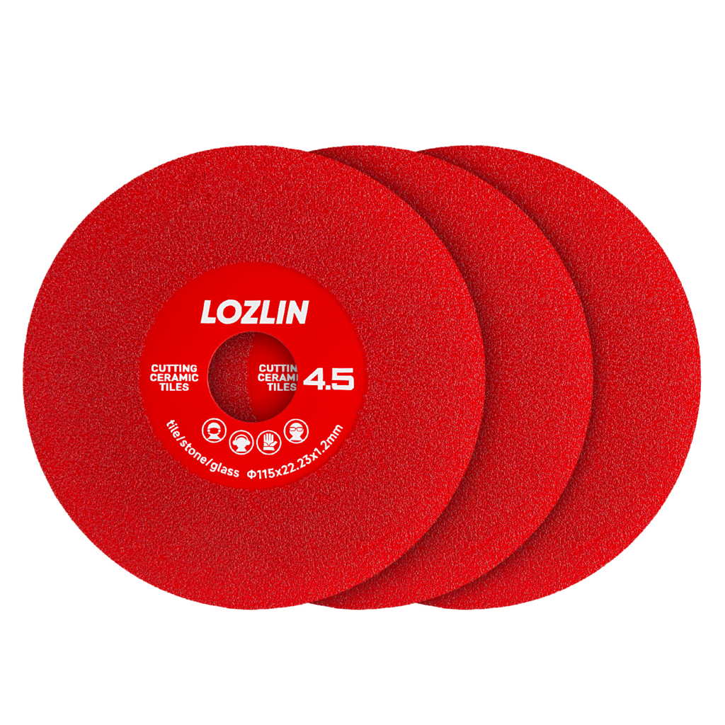 LOZLIN 3Pcs 4.5"  Diamond Saw Blade, 22.23 Arbor, Extra-Wide Fine Disc for Tile Marble Cutting, Grinding and 45° Chamfering