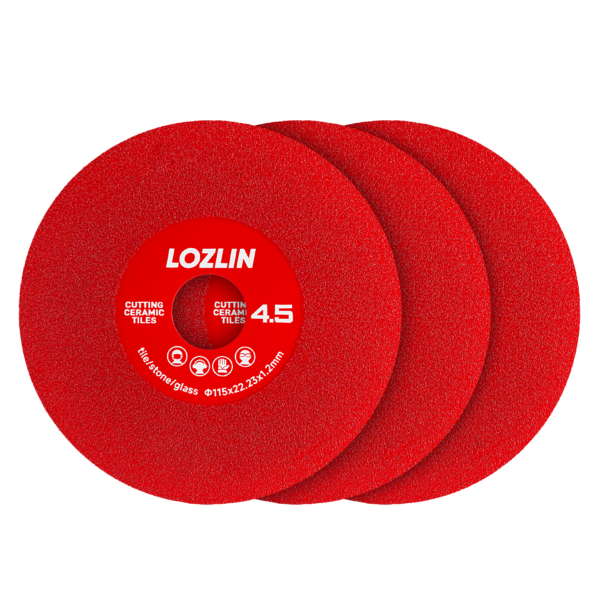 LOZLIN 3Pcs 4.5"  Diamond Saw Blade, 22.23 Arbor, Extra-Wide Fine Disc for Tile Marble Cutting, Grinding and 45° Chamfering