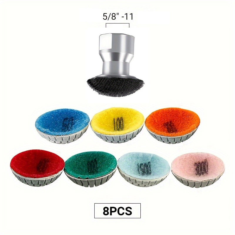 8PCS 2in Curved Diamond Buffing Pads, 6 Grit Concave Polishing Discs, Angle Grinder Tools for Granite Marble Ceramic Curved Edge Polishing