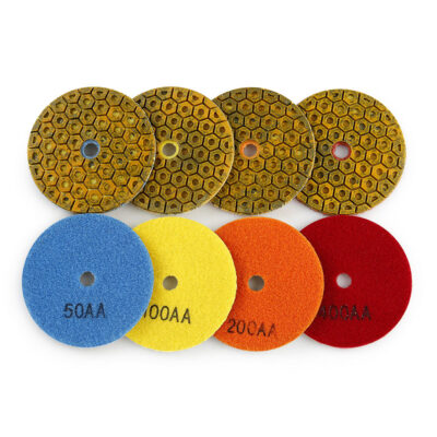 5PCS 4" Wet Dry Diamond Polishing Pads, Metal Pellet Disc for Granite Marble Concrete, Countertop & Floor Angle Grinder Accessory
