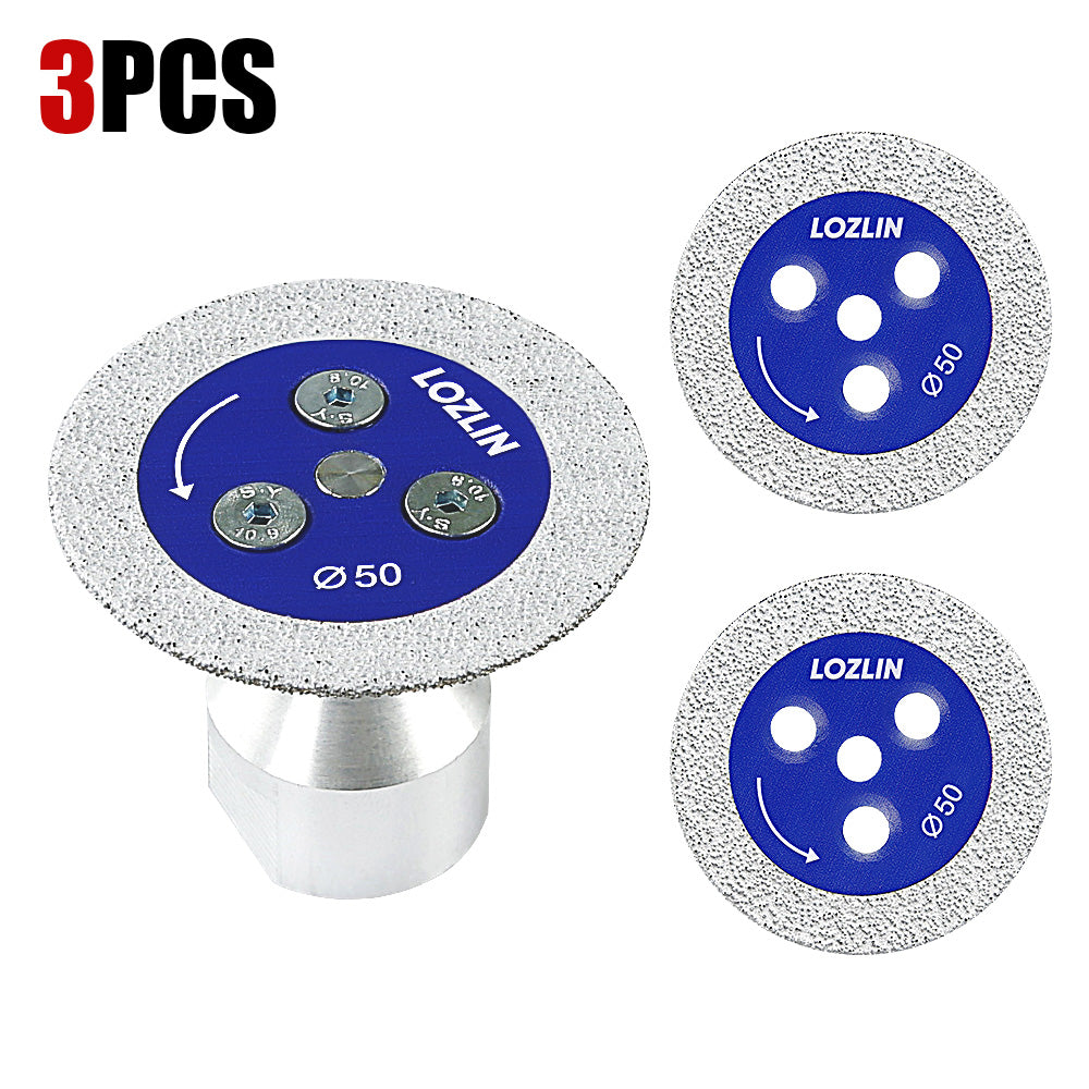 3Pcs 2" 50mm Diamond Saw Blade with Flange, 5/8-11 M14 M10 Angle Grinder Disc for Tile Marble Concrete Ceramic Metal PVC Cutting Engraving