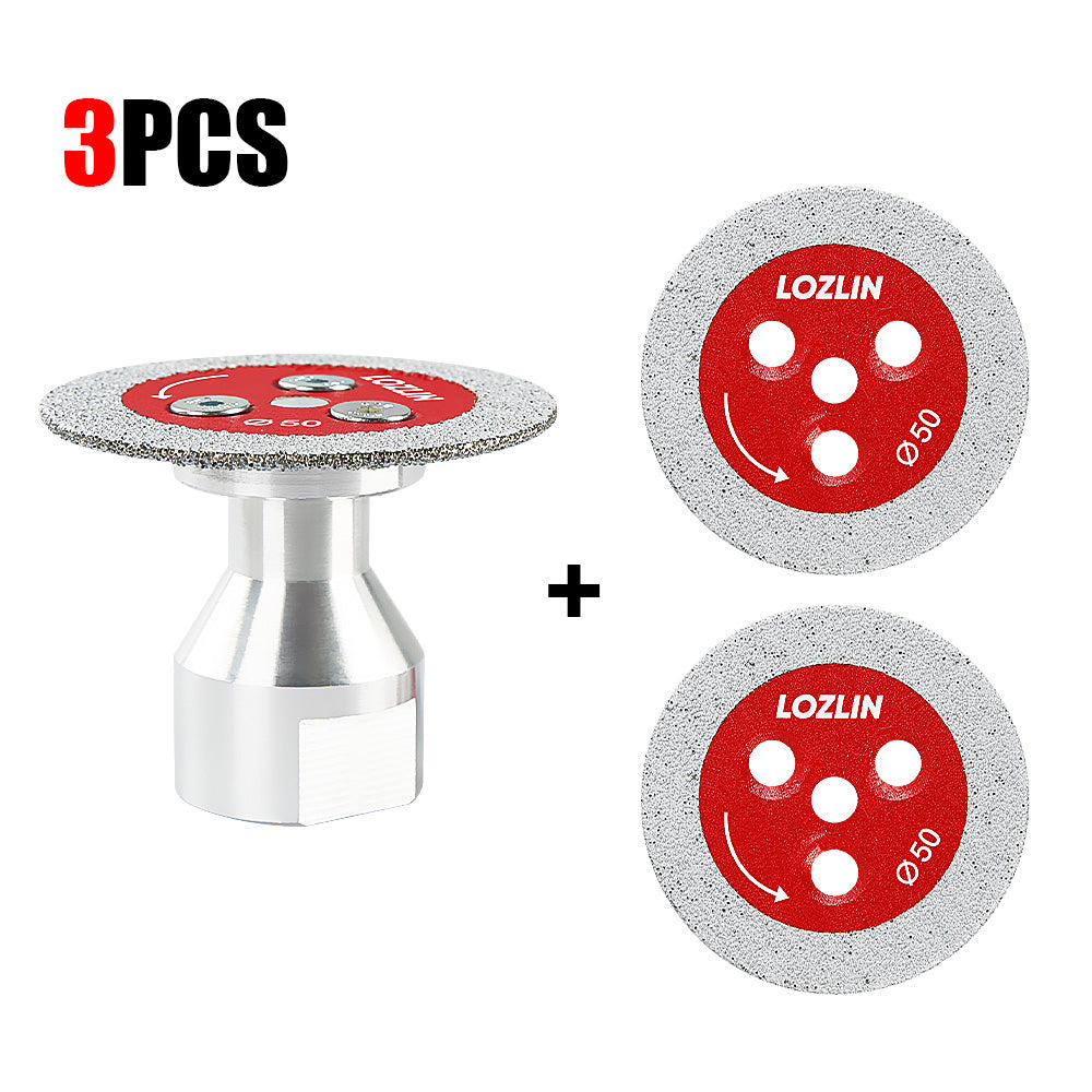 3Pcs 2"  Vacuum Brazed Diamond Blades, Detachable Flange 5/8-11 M14 M10, Angle Grinder Disc for Stone Tile Metal Cutting & Carving