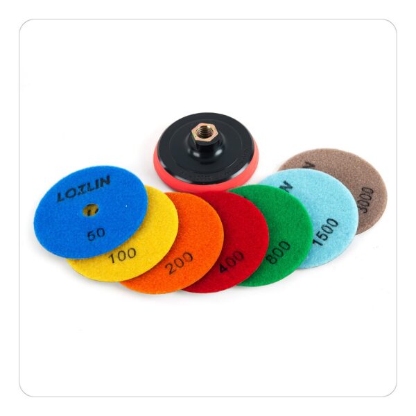8PCS 4Inch Dry Diamond Polishing Pads - for Marble, Granite & Stone - Angle Grinder Buffing Discs Set, No Water Needed