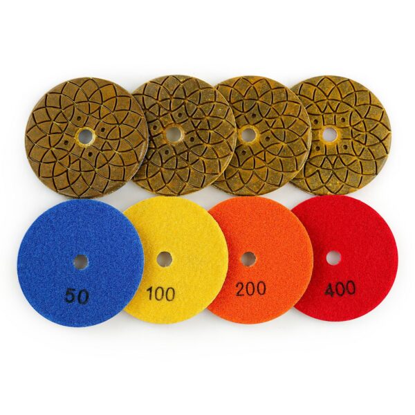 5PCS 100mm (4") Diamond Grinding Discs Set - for Granite, Marble & Concrete - Angle Grinder Grinding Disk for Trimming, Rough Grinding & Surface Leveling