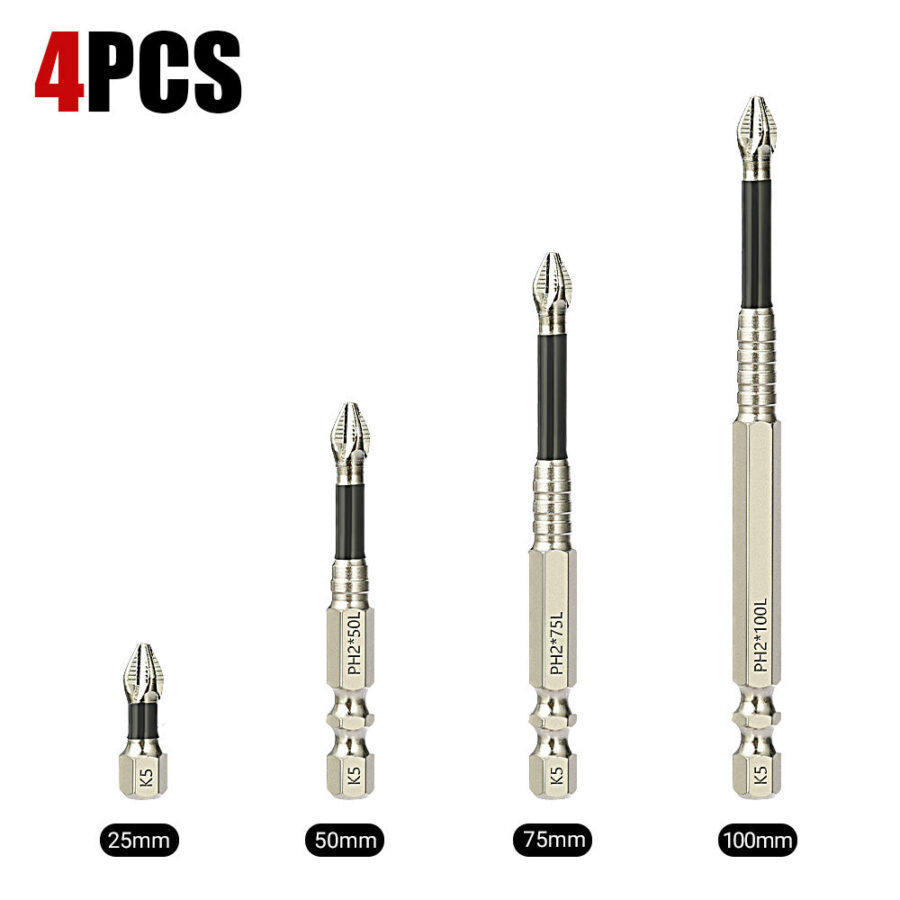 4/5/7Pcs K5 Non-Slip Impact Bit Set, Titanium Alloy High Magnetic Cross Head Screwdriver Drill Bits