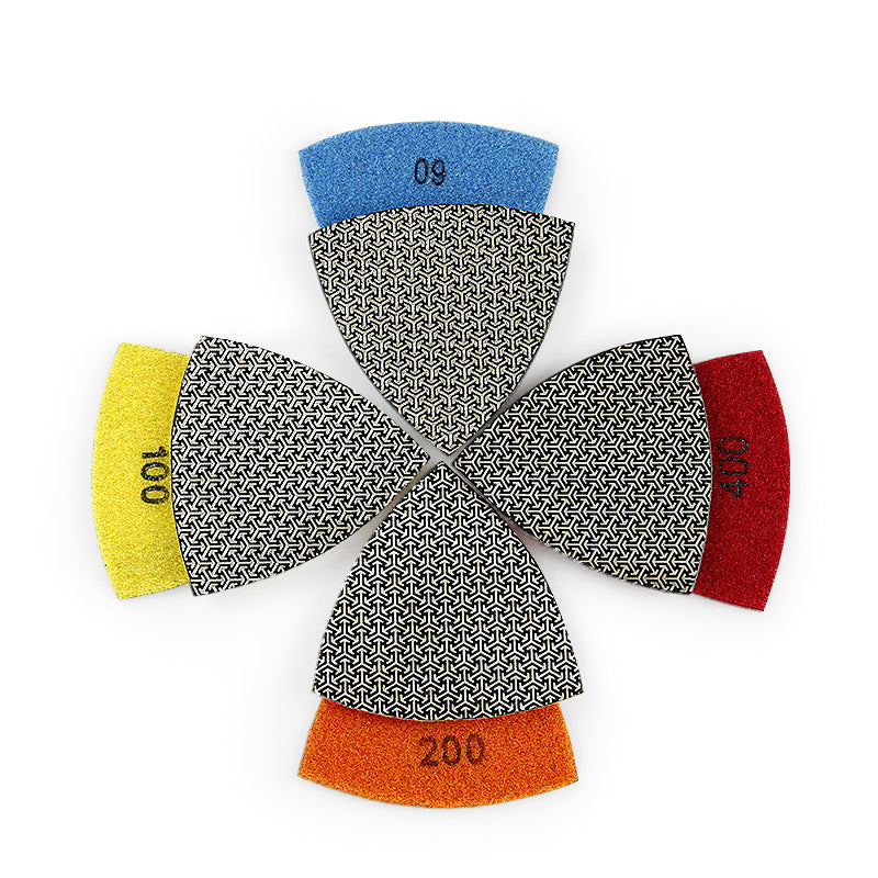 4Pcs Electroplated Diamond Triangular Blades, 60/100/200/400 Multi Grit, Oscillating Tool Accessories for Stone Wood Sanding Shaping Polishing