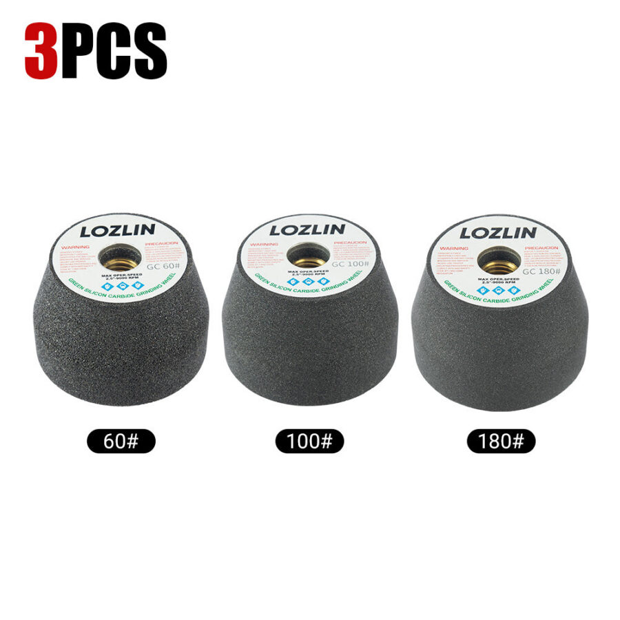 LOZLIN 1/3Pcs Silicon Carbide Cup Grinding Wheel, Heavy-Duty Grinding Disc for Stone, Concrete & Tile, M14 5/8"-11 Angle Grinder Thread