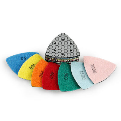 7Pcs 3.5" 90mm Triangle Diamond Dry Polishing Pads, Sanding Discs for Granite, Marble, Concrete, Oscillator Masonry DIY Tool