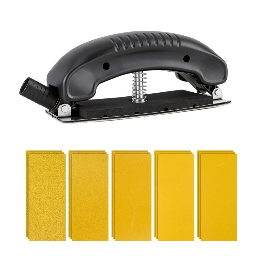 16Pcs Hand Sanding Block & Sandpaper Set, 80-800 Grit Mesh Handle Sander for Wood, Metal, Drywall & Auto Paint