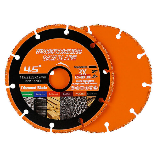 2Pcs 115mm Carbide Saw Blades, Anti-Kickback Angle Grinder Discs for Fast Safe Cutting of Wood with Nails & Metal