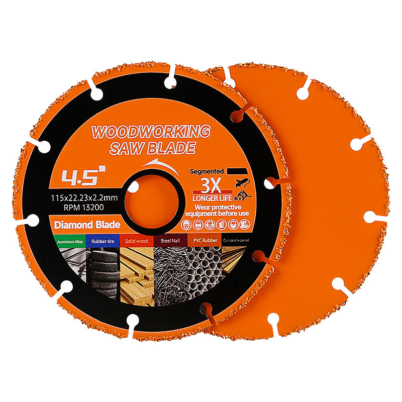 2Pcs 115mm Carbide Saw Blades, Anti-Kickback Angle Grinder Discs for Fast Safe Cutting of Wood with Nails & Metal